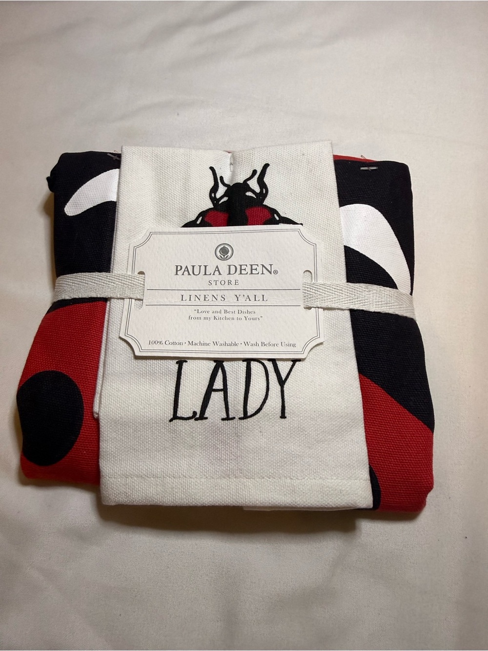 Paula Deen lil Lady Kitchen Apron- Red, Black & White